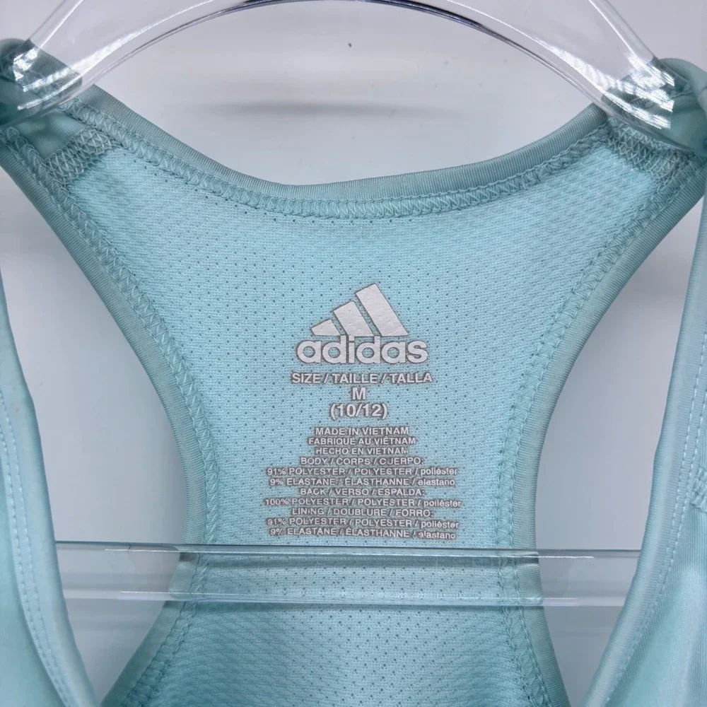 Adidas Racerback Sports Bra Light Blue Logo Activewear‎ Girls Size L